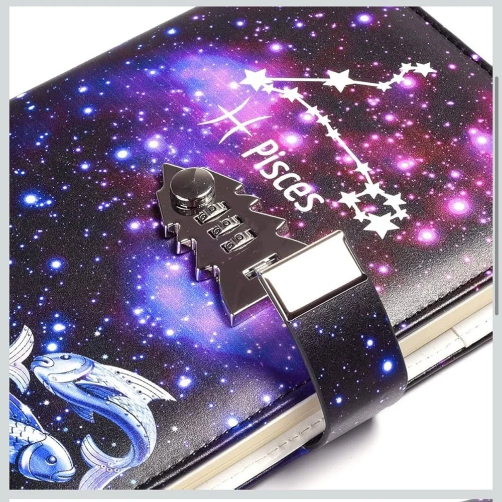 ✨Pisces Zodiac Lock Journal – Celestial Galaxy Design